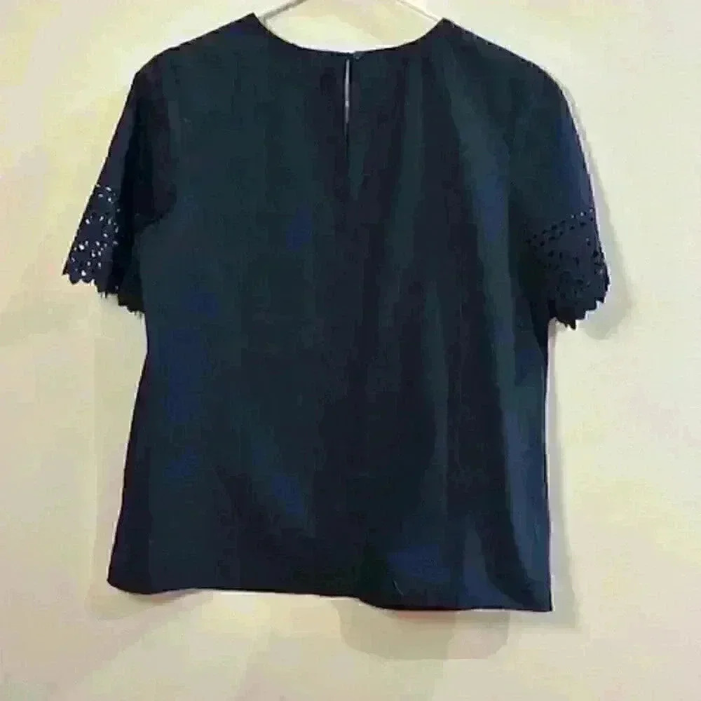 J JILL Navy Shirt/Blouse/Top Cut-Out sleeve detail XS - Picture 5 of 7